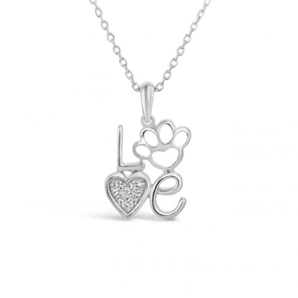 Sterling Silver 0.03CTW Diamond Love Pendant