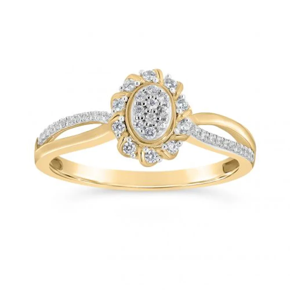 10K Yellow Gold 0.21CTW Diamond Oval Promise Ring