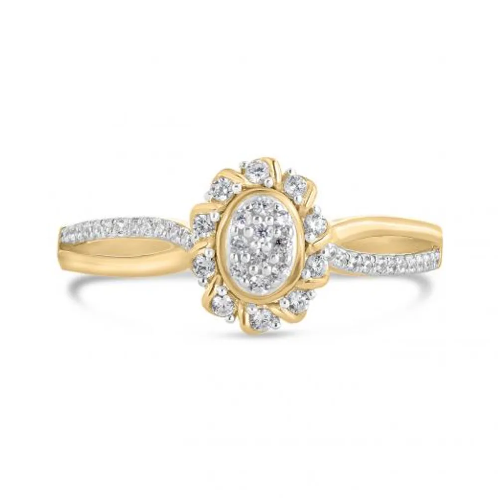 10K Yellow Gold 0.21CTW Diamond Oval Promise Ring