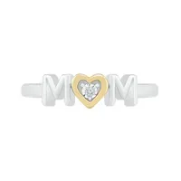 Sterling Silver 10K Yellow Gold 0.01CTW Diamond Mom Ring