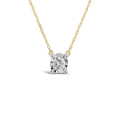 10K White and Yellow Gold 0.20CT Solitaire Diamond Pendant