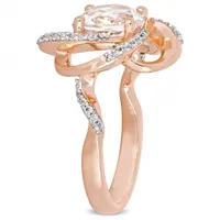 Julianna B Rose Plated Sterling Silver White Topaz Floral Swirl Ring