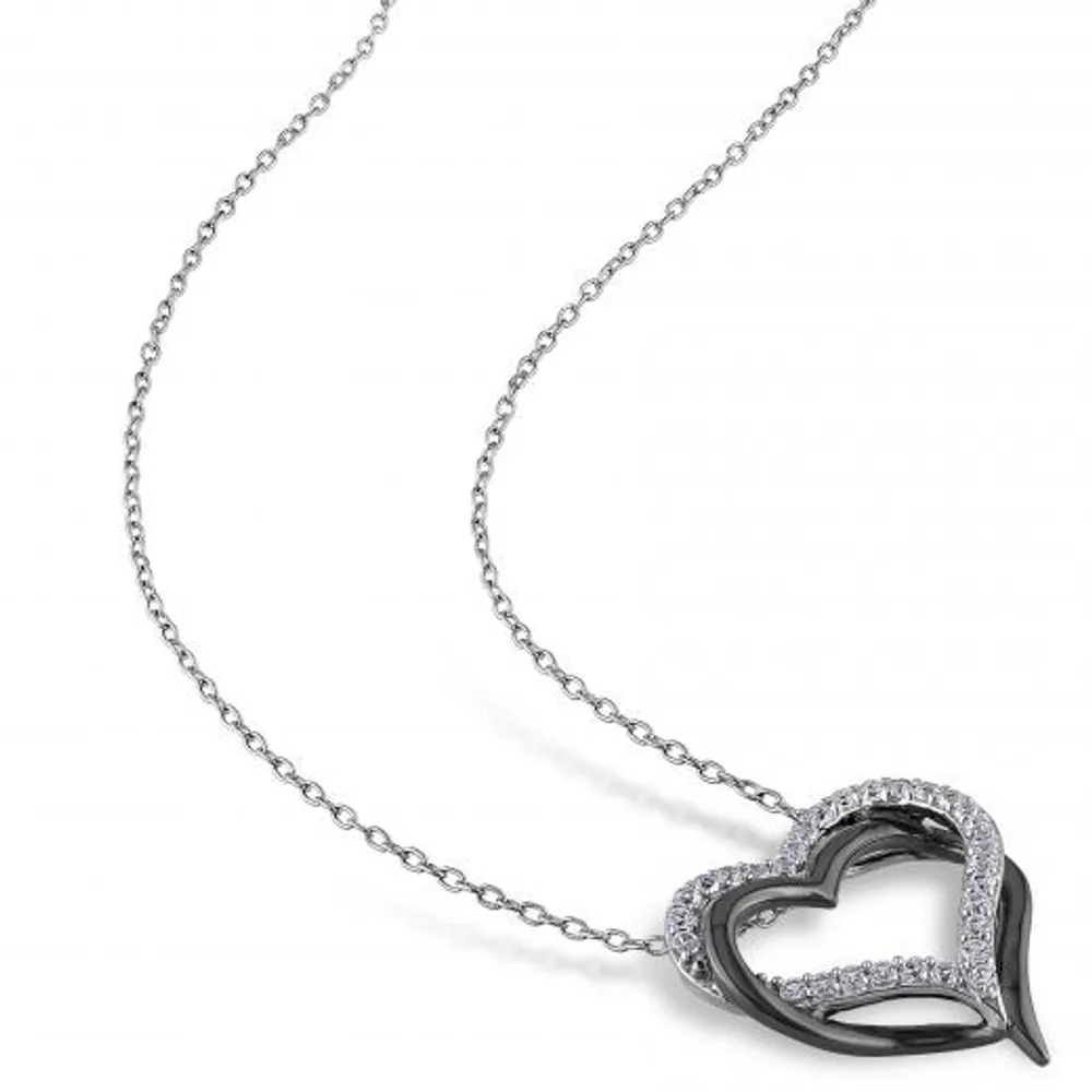 Julianna B Sterling Silver Created White Sapphire Heart Pendant