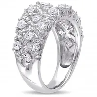 Julianna B Sterling Silver Created White Sapphire Pave Lattice Ring