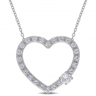 Julianna B Sterling Silver Created White Sapphire Heart Necklace