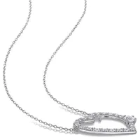 Julianna B Sterling Silver Created White Sapphire Heart Necklace