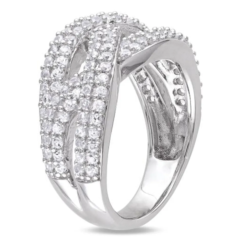 Julianna B Sterling Silver Created White Sapphire Braided Ring