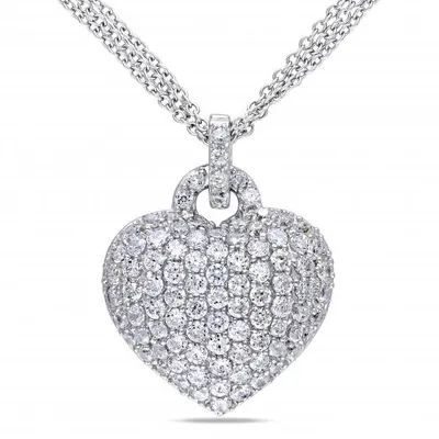 Julianna B Sterling Silver Created White Sapphire Heart Pendant