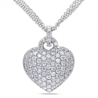 Julianna B Sterling Silver Created White Sapphire Heart Pendant