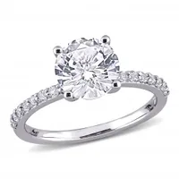 Julianna B 10K White Gold Created White Sapphire Solitaire Ring