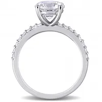 Julianna B 10K White Gold Created White Sapphire Solitaire Ring