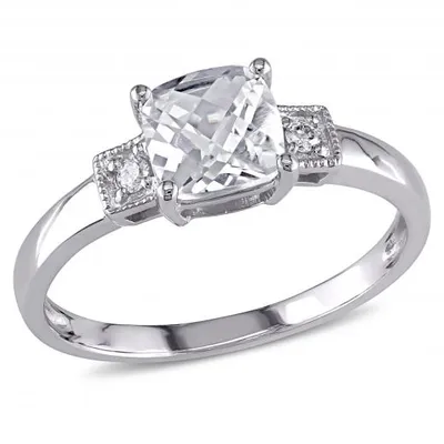Julianna B 10K White Gold Created White Sapphire 0.04CTW Diamond Ring