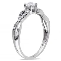 Julianna B 10K White Gold Created White Sapphire & 0.10CTW Diamond Ring