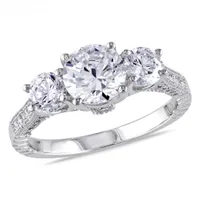 Julianna B Sterling Silver Cubic Zirconia Three-Stone Engagement Ring