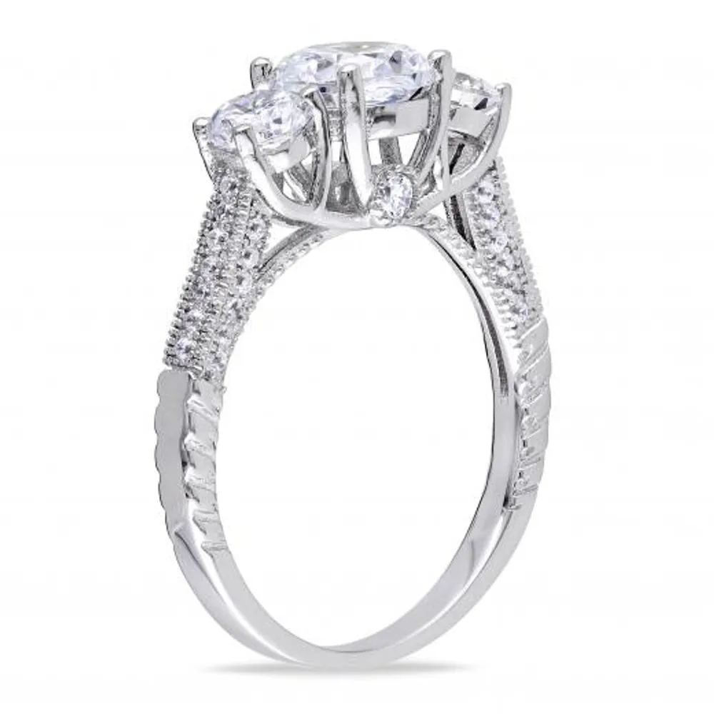 Julianna B Sterling Silver Cubic Zirconia Three-Stone Engagement Ring