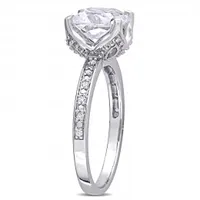 Julianna B 10K White Gold Created White Sapphire & 0.06CTW Diamond Bridal Ring