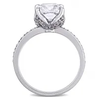 Julianna B 10K White Gold Created White Sapphire & 0.06CTW Diamond Bridal Ring