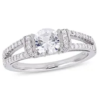 Julianna B 10K White Gold Created White Sapphire & Diamond Bridal Ring