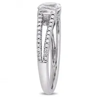 Julianna B 10K White Gold Created White Sapphire & Diamond Bridal Ring