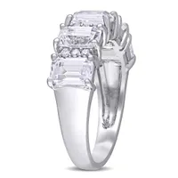 Julianna B 10K White Gold Created White Sapphire & 0.10CTW Diamond Ring