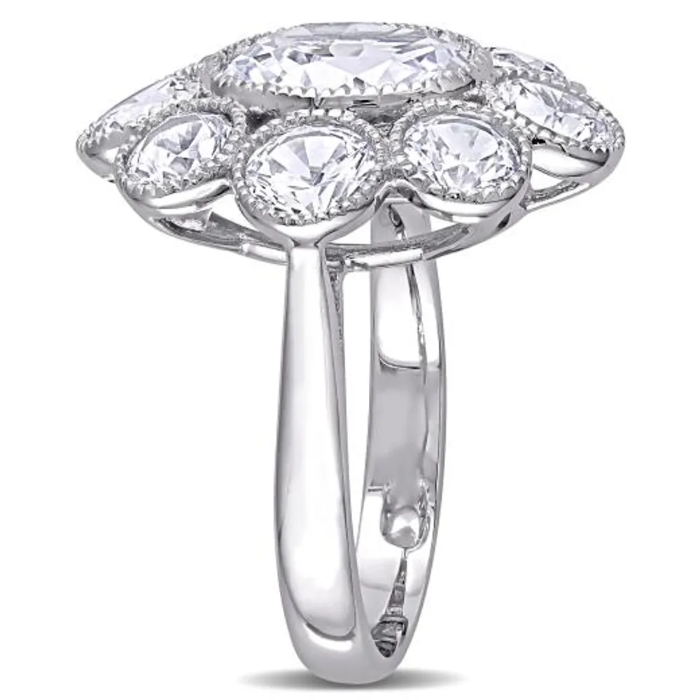 Julianna B 10K White Gold Created White Sapphire Floral Ring