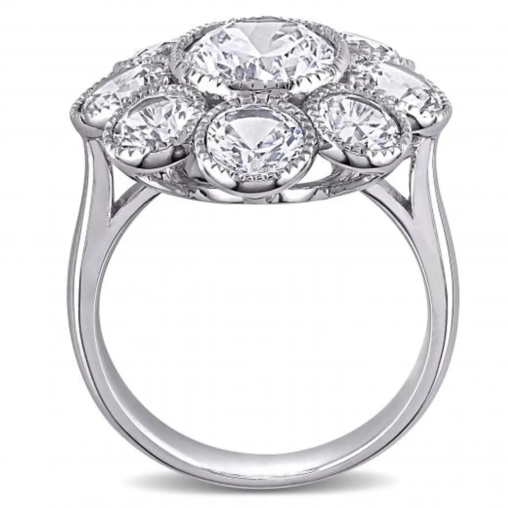 Julianna B 10K White Gold Created White Sapphire Floral Ring