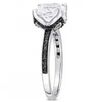 Julianna B 10K White Gold Created White Sapphire & Black 0.06CTW Diamond Ring