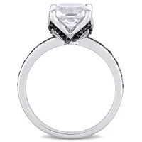 Julianna B 10K White Gold Created White Sapphire & Black 0.06CTW Diamond Ring