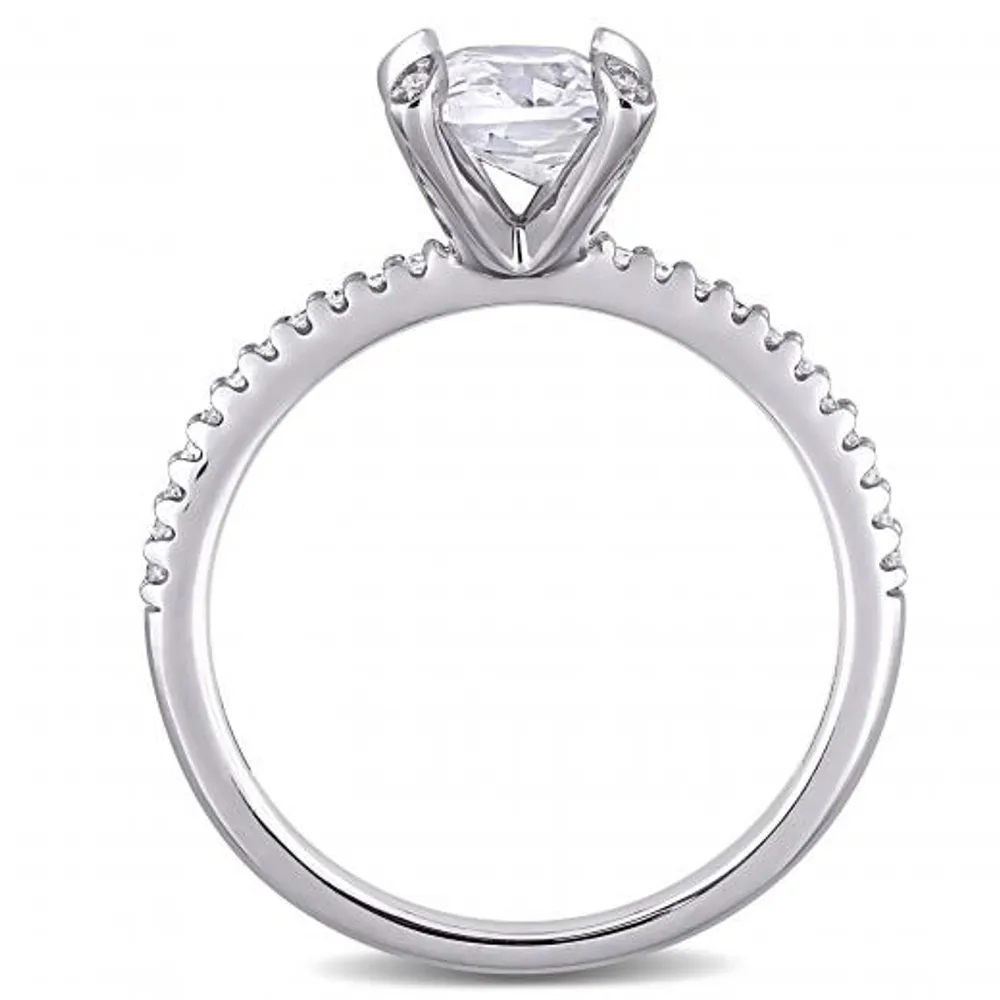 Julianna B 10K White Gold Created White Sapphire & Diamond Engagement Ring