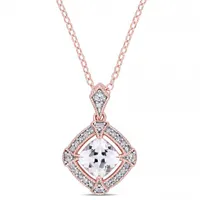 Julianna B Rose Plated Sterling Silver Created White Sapphire & Diamond Pendant