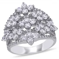 Julianna B Sterling Silver Cubic Zirconia Flower Cluster Band