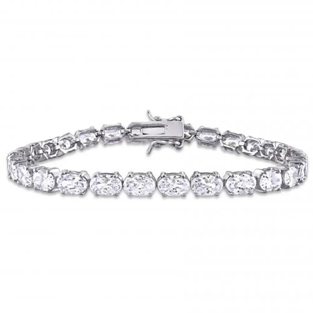 Julianna B Sterling Silver White Cubic Zirconia Oval Tennis Bracelet