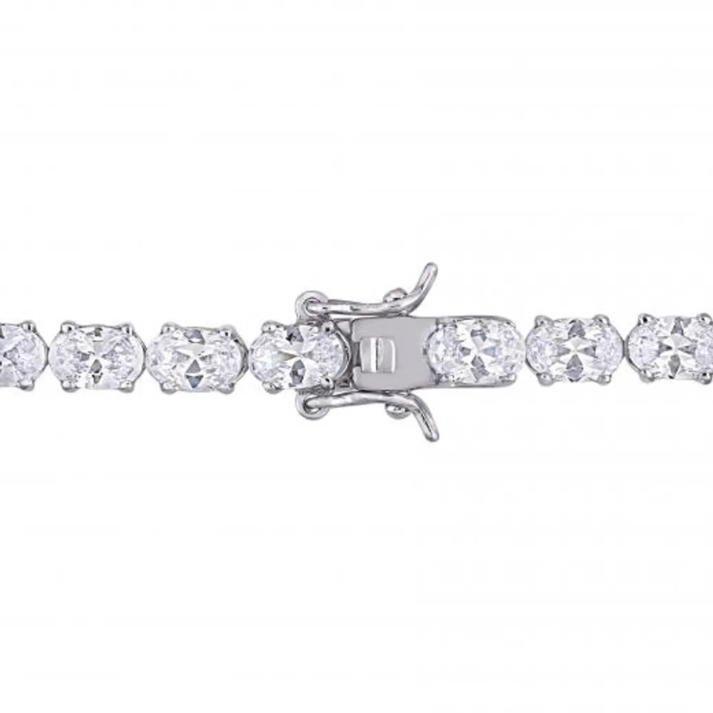 Julianna B Sterling Silver White Cubic Zirconia Oval Tennis Bracelet