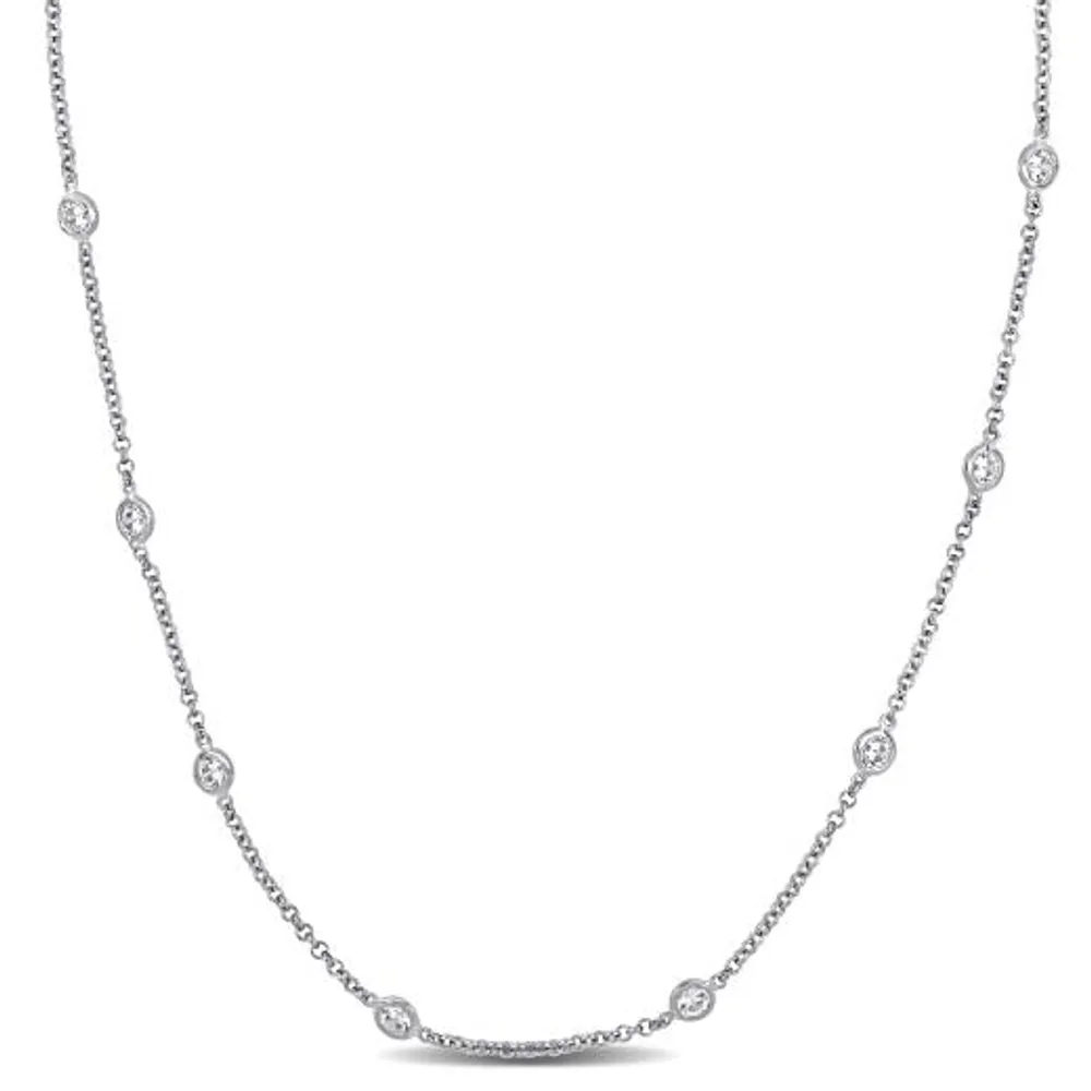 Julianna B Sterling Silver Cubic Zirconia By The Yard Station Necklace