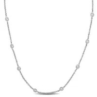 Julianna B Sterling Silver Cubic Zirconia By The Yard Station Necklace