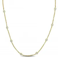 Julianna B Yellow Plated Sterling Silver Cubic Zirconia Station Necklace