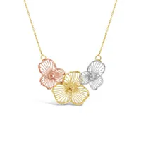 10K Tri-Colour 17" Flowers Necklace