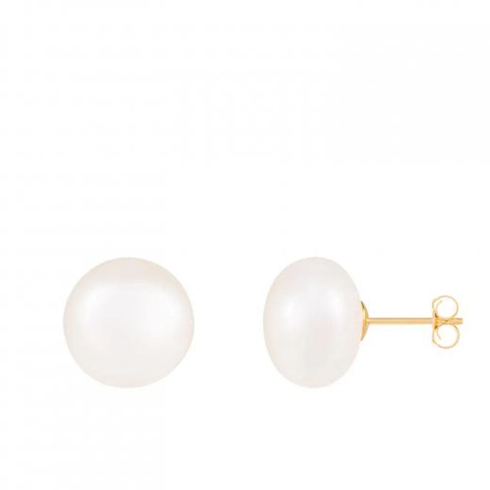 14K Yellow Gold 12-13mm Freshwater Pearl Earrings