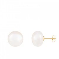 14K Yellow Gold 12-13mm Freshwater Pearl Earrings