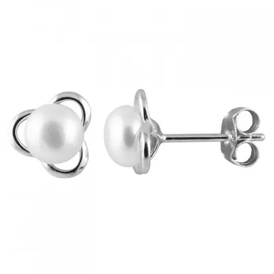 Sterling Silver 6-7mm Pearl Stud Earrings