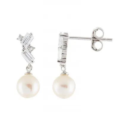 Sterling Silver 5.5-6mm White Pearl Earrings