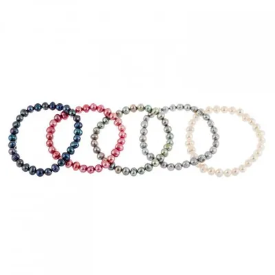 Set of 5 6-7mm Freshwater Pearl Elastic Bracelets