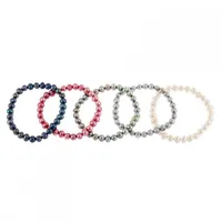 Set of 5 6-7mm Freshwater Pearl Elastic Bracelets