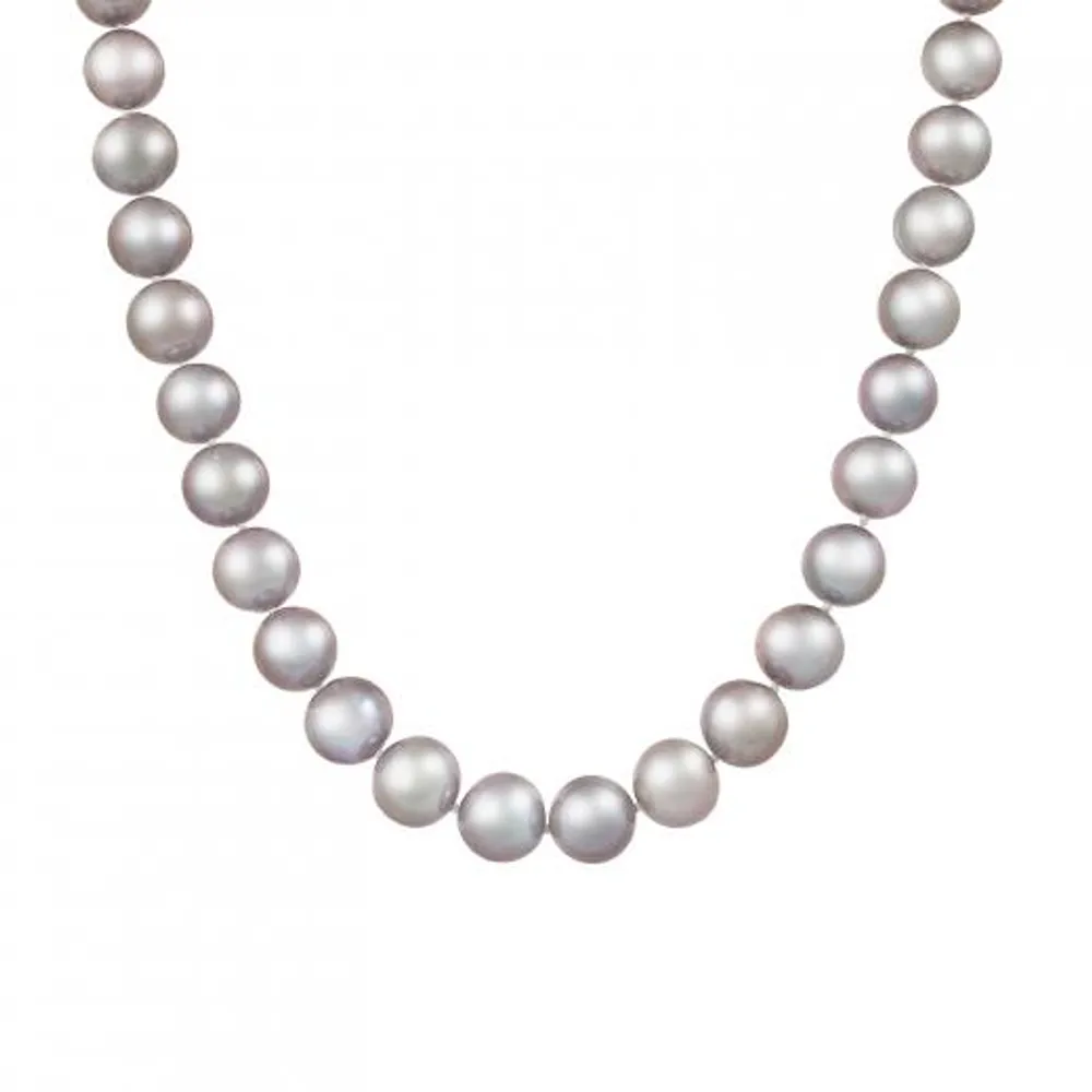 Sterling Silver 11-12mm Grey Freshwater Pearl Necklace