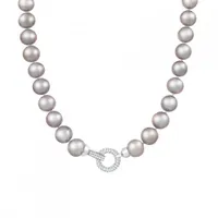 Sterling Silver 11-12mm Grey Freshwater Pearl Necklace