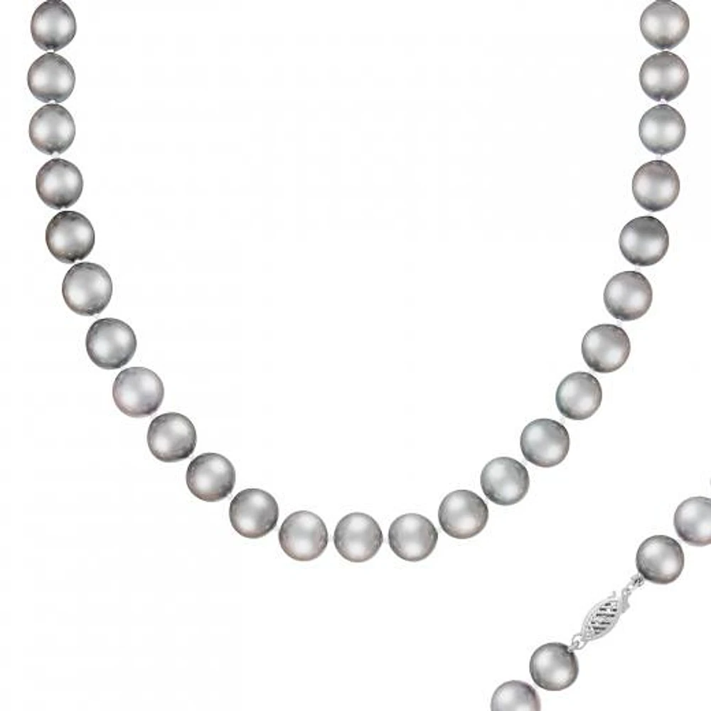 14K White Gold 10-11mm Grey Freshwater Pearl Necklace