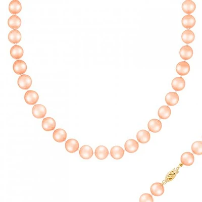 14K Yellow Gold 10-11mm Pink Freshwater Pearl Necklace