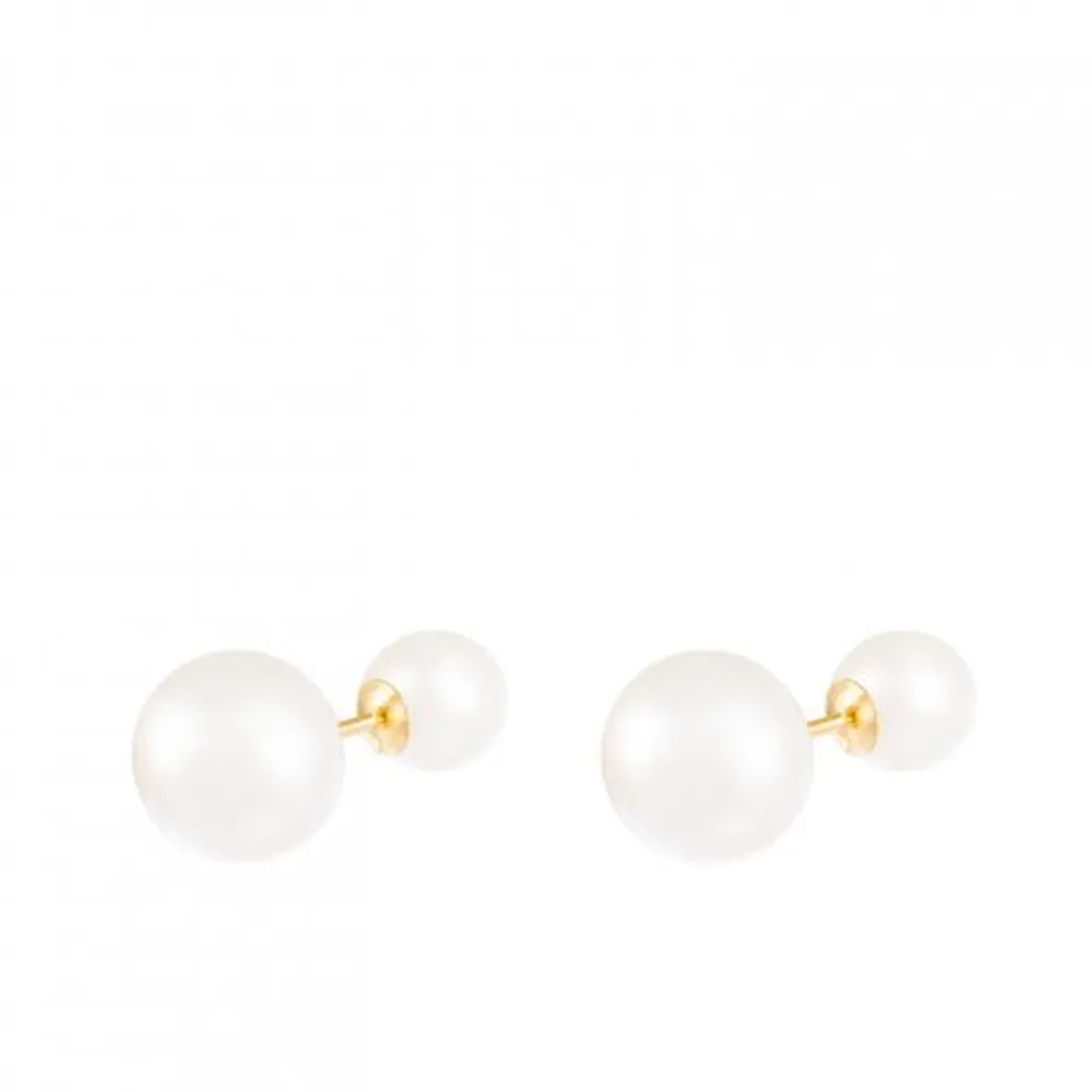 14K Gold Barbell 6-9.5mm Pearl Stud Earrings