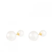 14K Gold Barbell 6-9.5mm Pearl Stud Earrings