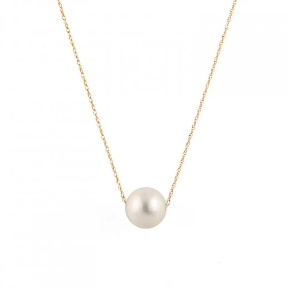 14K Yellow Gold 10-11mm Freshwater Pearl Slider Pendant